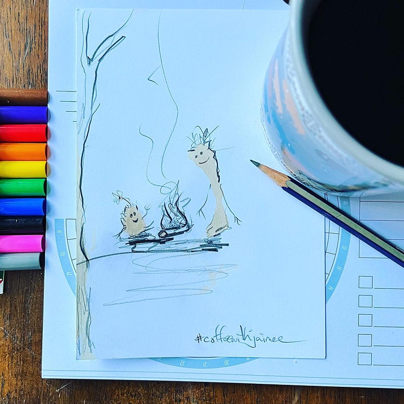 Creative doodle inspired by coffee and friendship