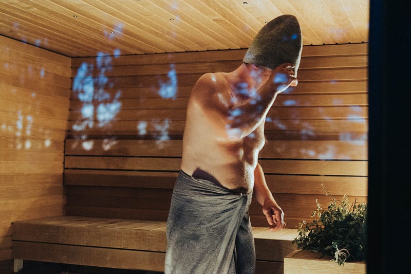 Woman enjoying a sauna experience