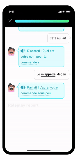 Illustration of Duolingo's Roleplay feature