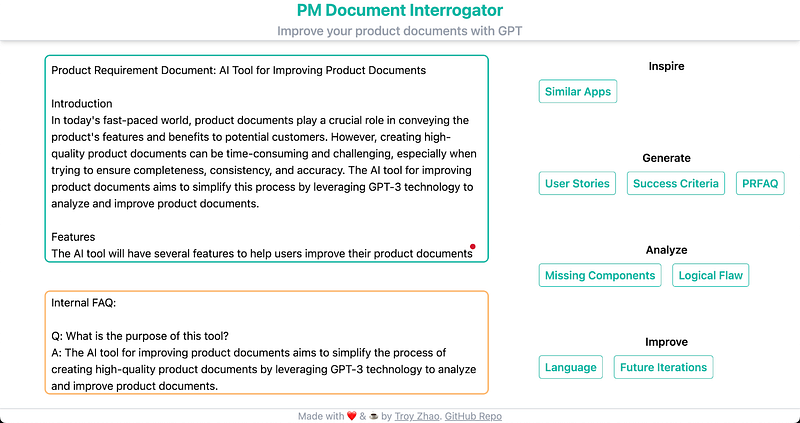 Sample response from the tool