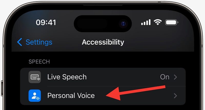 Navigating to Personal Voice settings