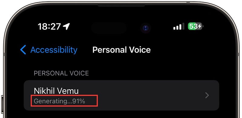 Processing status of Personal Voice