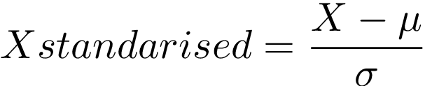 Standardization formula for feature scaling