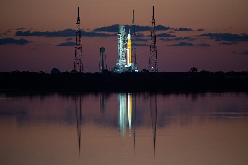 Artemis I rocket during the wet dress rehearsal