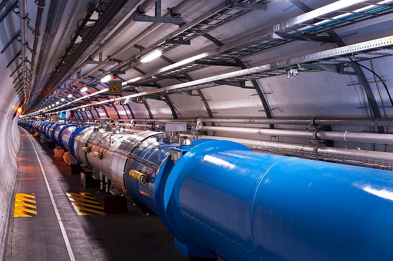 A view of the Large Hadron Collider tunnel