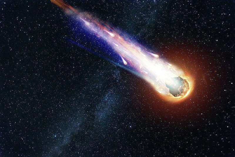 An illustration of a meteor in space