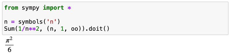 SymPy output for infinite sum