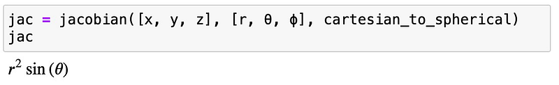 Result of Jacobian calculation