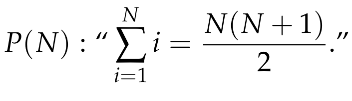 Mathematical statement for induction example.