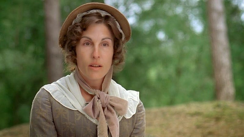 Tamsin Greig as Miss Bates in the 2009 adaptation of *Emma*