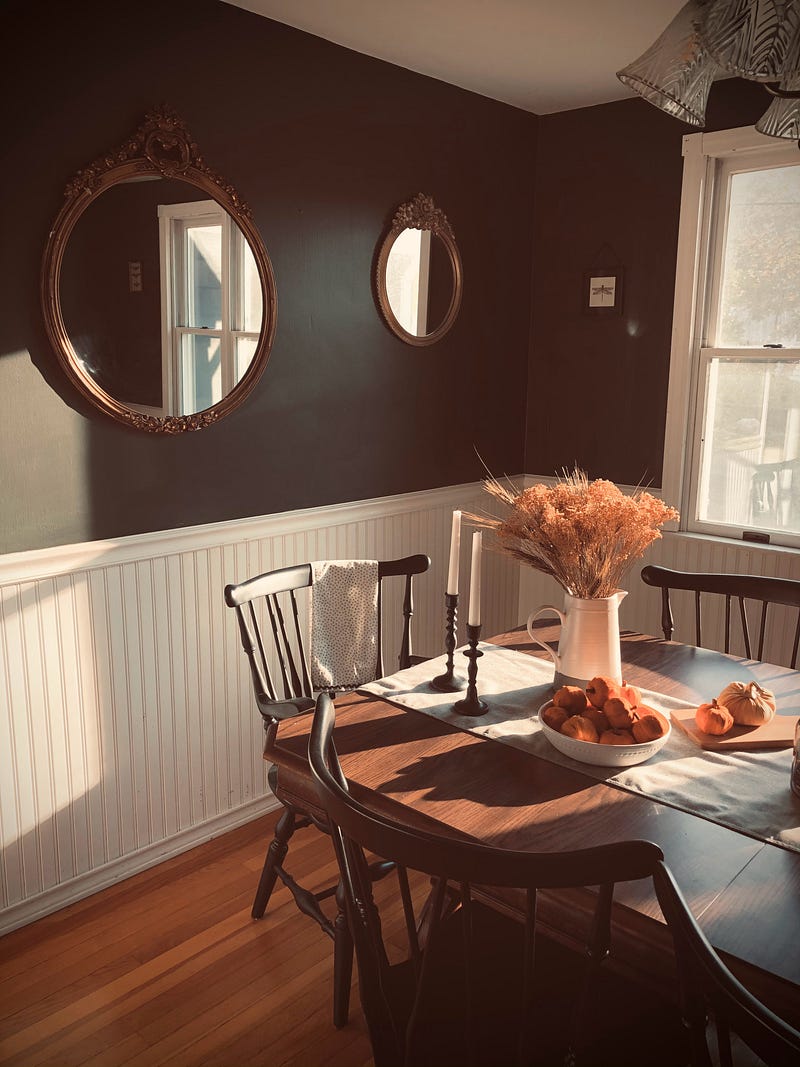 Family gathering around a dining table