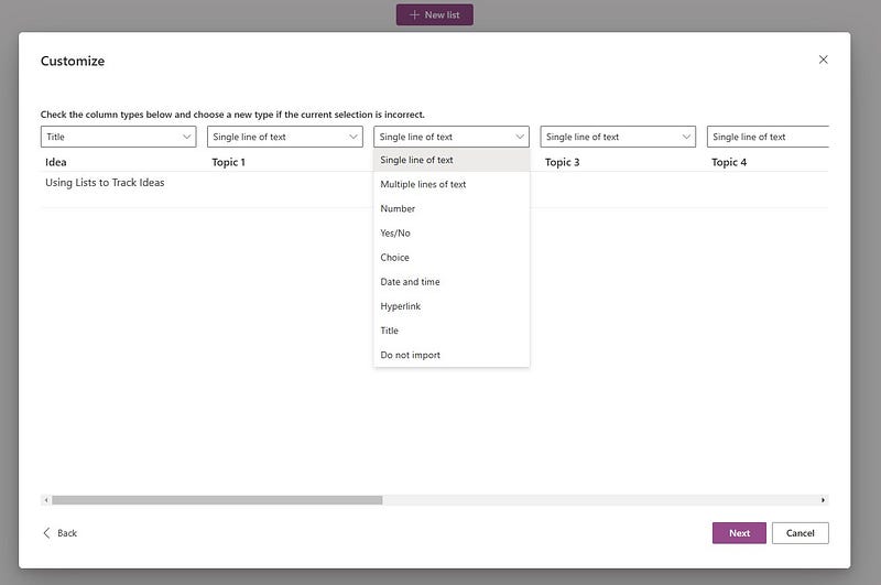 Importing a CSV file into Lists