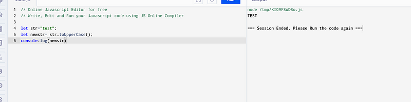 Example of string capitalization using toUpperCase