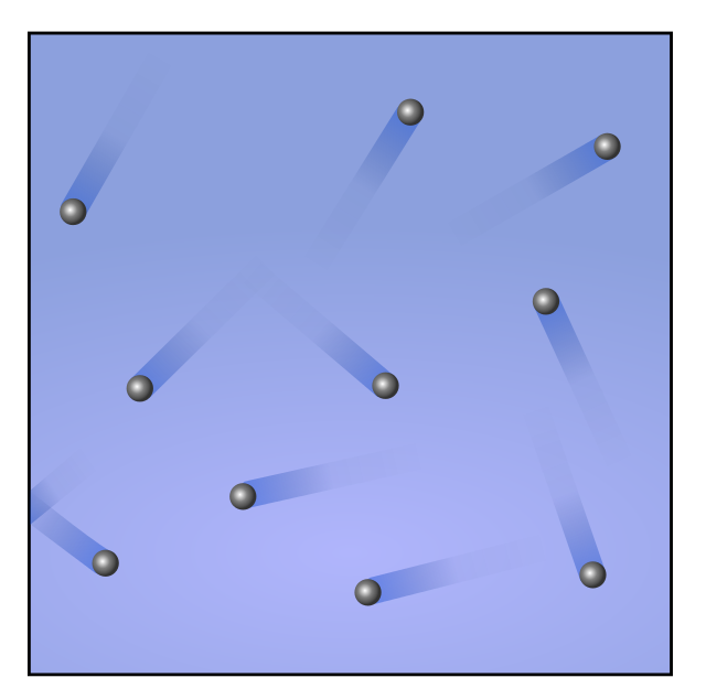 Billiard ball model illustrating gas behavior