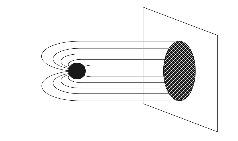 Depiction of a black hole projection onto two-dimensional space