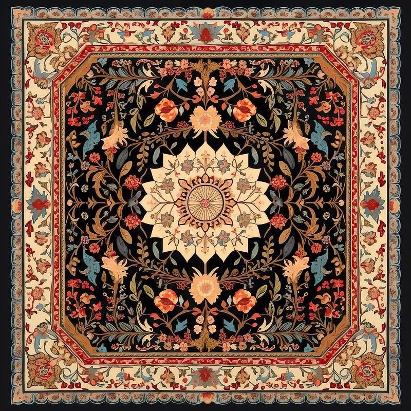 Persian Carpet Design Featuring Peganum Harmala