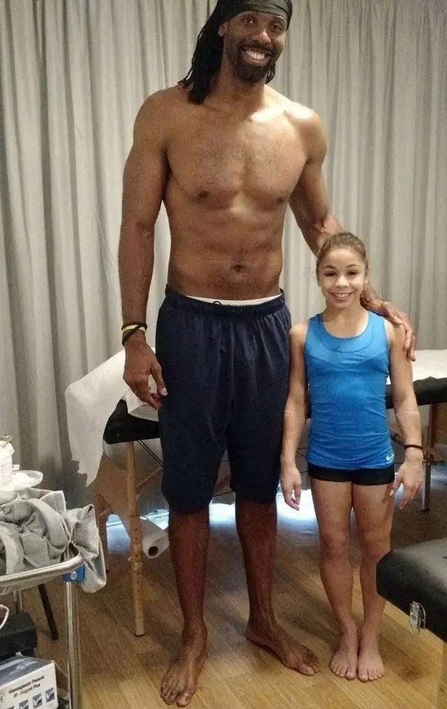 Gymnast versus basketball player size comparison