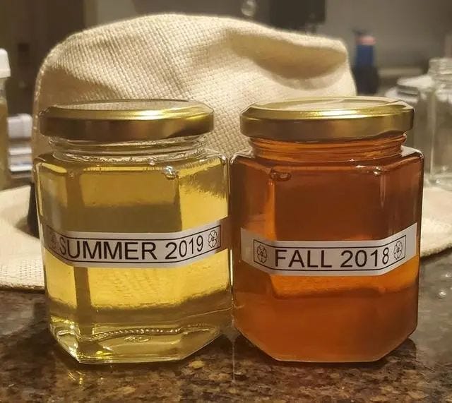 Seasonal color variations in honey