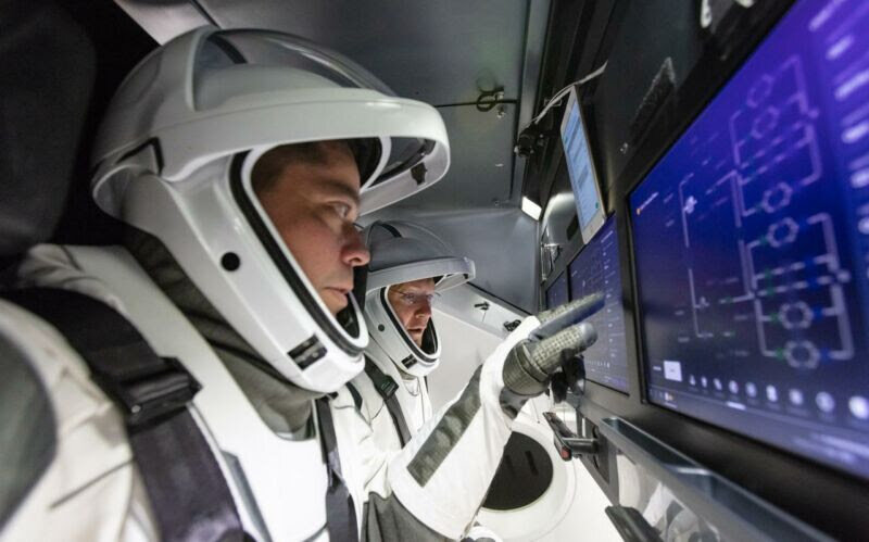 NASA astronauts aboard Crew Dragon