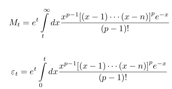 Integrals defining additional variables.