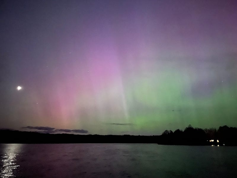 The stunning Aurora Borealis illuminating the Wisconsin sky.