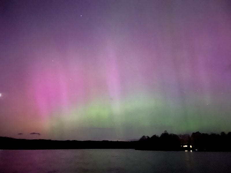 Northern Lights captured on camera from our lakeside view.