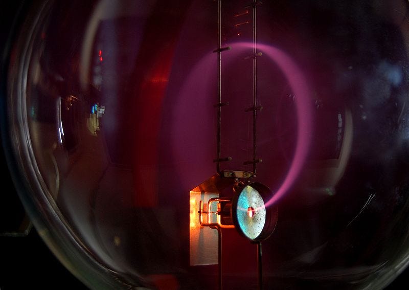 Electron beam in magnetic field