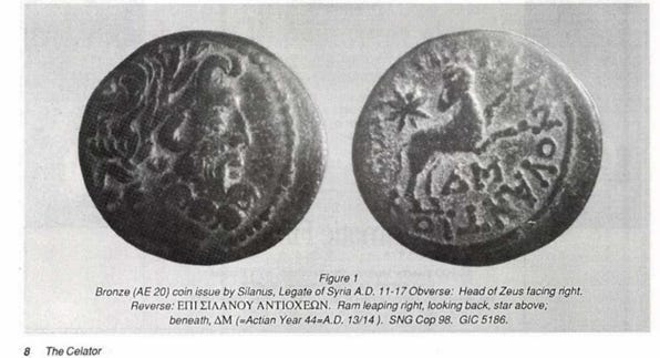 Ancient Coin Depicting Aries